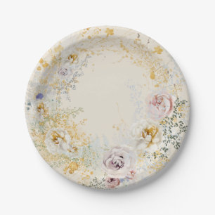 whimsisch elegante florale Babyparty Pappteller