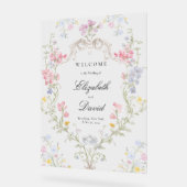 Whimsisch elegante Rokoko-Blumenwappen-Hochzeit Acrylschild (Winkel)