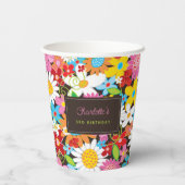 Whimsisch farbenfrohe Frühlingsblumen Gartengarten Pappbecher (Rückseite)