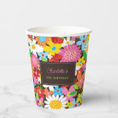Whimsisch farbenfrohe Frühlingsblumen Gartengarten Pappbecher (Vorderseite)