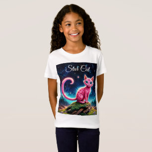 Whimsisch leuchtende Katze, blaue Augen langen Sch T-Shirt