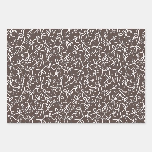 Whimsisch Niedlich Mocha Brown Bows Muster Girly G Geschenkpapier Set (Vorderseite 2)