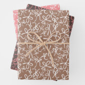 Whimsisch Niedlich Pink Mocha Bows Muster Girly Gi Geschenkpapier Set (Beispiel)