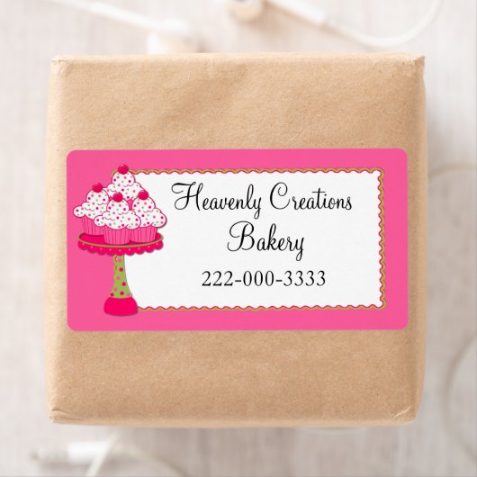 Whimsisch Pink Cupcakes Custom Bakery Label (Insitu)