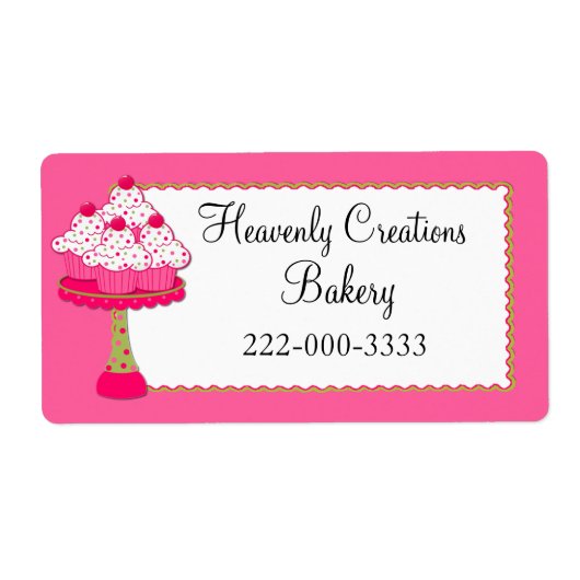 Whimsisch Pink Cupcakes Custom Bakery Label (Vorne)