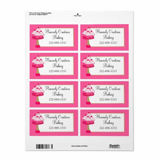 Whimsisch Pink Cupcakes Custom Bakery Label (Vorne)