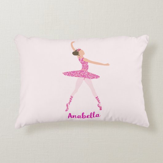 Whimsisch Pink Glitzer Ballerina Look Dekokissen (Vorderseite)
