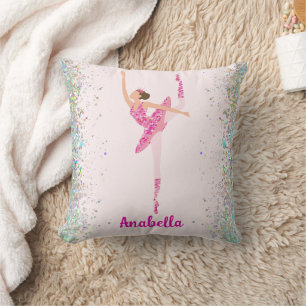 Whimsisch Pink Glitzer Ballerina Look Kissen
