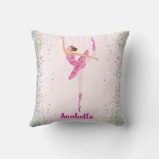 Whimsisch Pink Glitzer Ballerina Look Kissen (Rückseite)