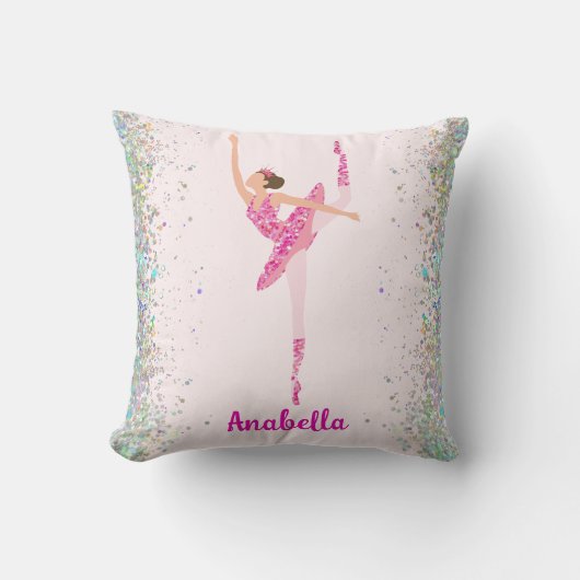 Whimsisch Pink Glitzer Ballerina Look Kissen (Vorderseite)