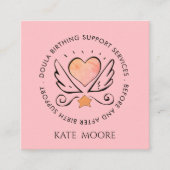 Whimsisch Pink Heart Midfrau oder Doula Quadratische Visitenkarte (Vorderseite)