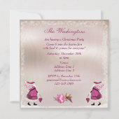 Whimsisch Pink Retro Weihnachtsfest Party lädt ein Einladung (Rückseite)