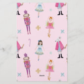 Whimsisch Pink Wassercolor Nutcracker Ballerina Briefpapier (Rückseite)