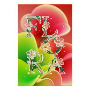 Whimsische 3D-Glas-Flora-Typografie Poster