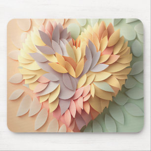 Whimsische 3D-Pastell-Papierherz Mousepad