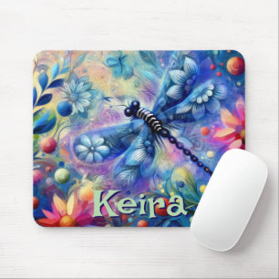 Whimsische abstrakte Libellen-Blumen-Personalisier Mousepad