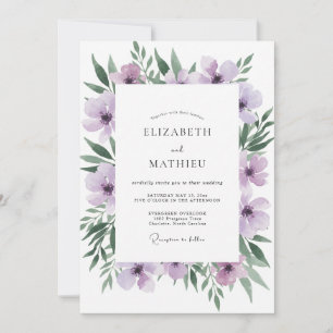 Whimsische Amethyst-Kranz-Hochzeit Einladung