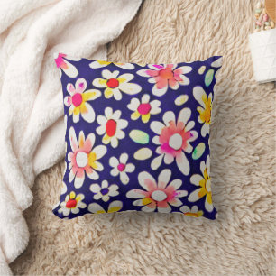 Whimsische Aquarell-Blumen  Kissen