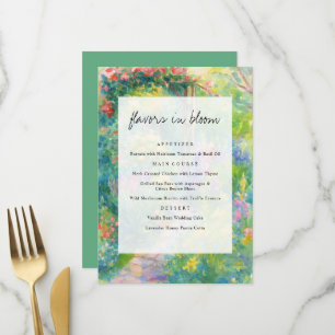 Whimsische Aquarell-Gartenhochzeit Menükarte