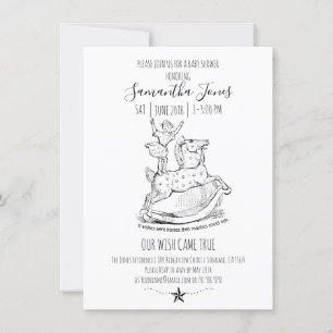 Whimsische Babyparty Baby Schwarz auf Weiß Einladung