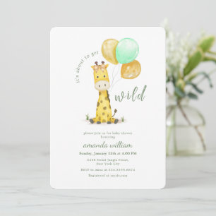 Whimsische Ballon-Wild-Safari-Giraffe-Baby-Party Einladung
