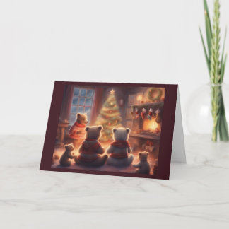 Whimsische Bärenfamilie Weihnachten am Kamin Karte