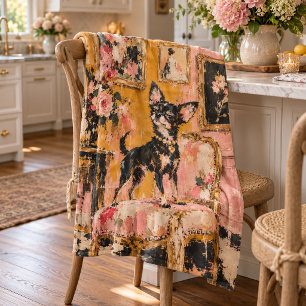 Whimsische bemalte Chihuahua-Vintage-Kunstdecke Fleecedecke