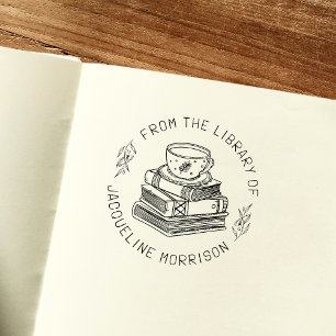 Whimsische Bibliotheks-Exlibris-Buchstempel Permastempel