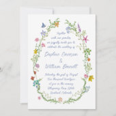 Whimsische Blumen-Doodle-Hochzeit Einladung (Vorderseite)