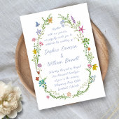 Whimsische Blumen-Doodle-Hochzeit Einladung