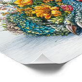 Whimsische Blumen-Drachen-Kunst Poster (Ecke)