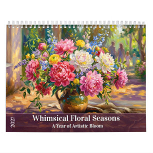 Whimsische Blumen Jahreszeiten - Ein Jahr künstler Kalender