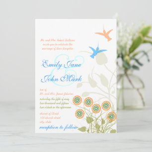 Whimsische Blumen- & Kolibri-Hochzeitseinladung Einladung