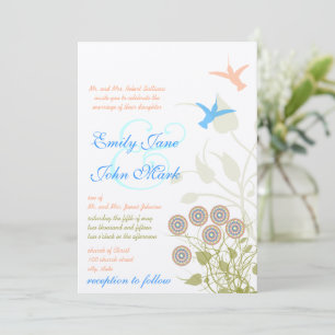Whimsische Blumen- & Kolibri-Hochzeitseinladung Einladung