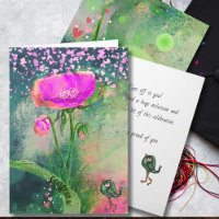Whimsische Blumen- und Vogel-Gratulationskarte zum