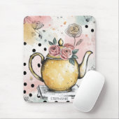 Whimsische Blumenteekanne – gemütliches Cottagecor Mousepad (Mit Mouse)