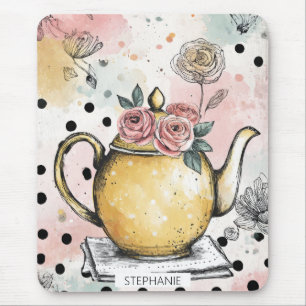 Whimsische Blumenteekanne – gemütliches Cottagecor Mousepad