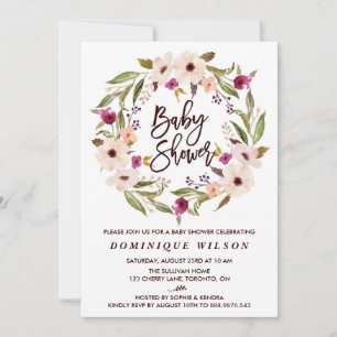 Whimsische Bohemian-Blumenkranz-Baby-Party Einladung