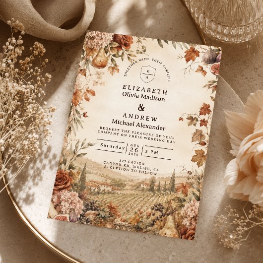 Whimsische Boho-Herbsthochzeit Einladung