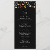 Whimsische Boho-Wildblumen-Monogramm-Hochzeit Menükarte (Vorderseite)