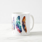 Whimsische bunte Federkunst - Boho-Grafik-Tasse Kaffeetasse (VorderseiteRechts)