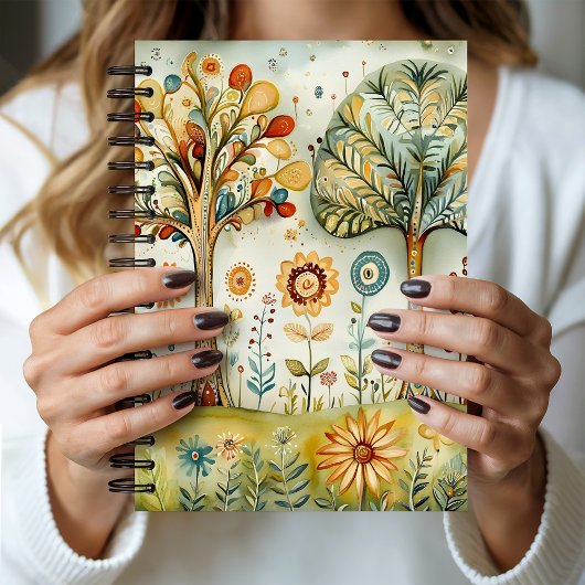 Whimsische Bunte Hippie Boho Bäume | Notizblock