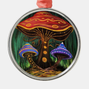 Whimsische bunte Pilz-Cottagecore-Magie Ornament Aus Metall