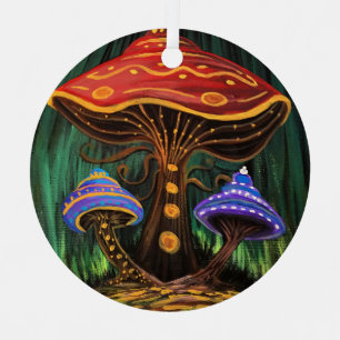 Whimsische bunte Pilz-Cottagecore-Magie Ornament Aus Metall