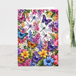 Whimsische Butterfly-Blumen Karte