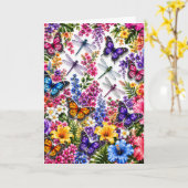 Whimsische Butterfly-Blumen Karte (Gelbe Blume)