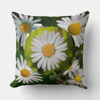 Whimsische Daisie Blüten Sommer Florale Collage Kissen