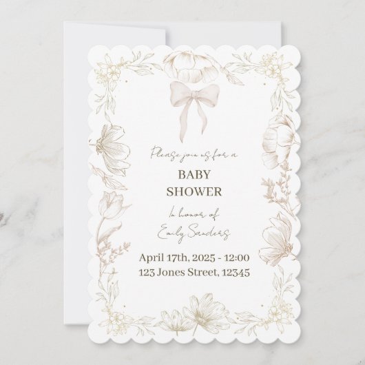Whimsische Delfter Blumen Baby Shower Einladung (Vorderseite)