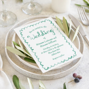 Whimsische einfache mintgrüne Aquarell-Hochzeit Einladung