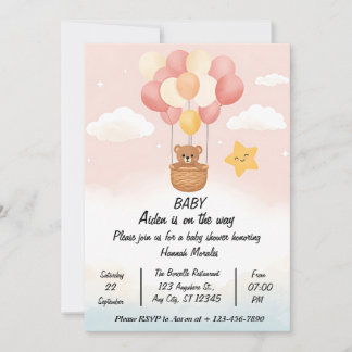 Whimsische Einladung zur Babyparty mit Heißluftbal
